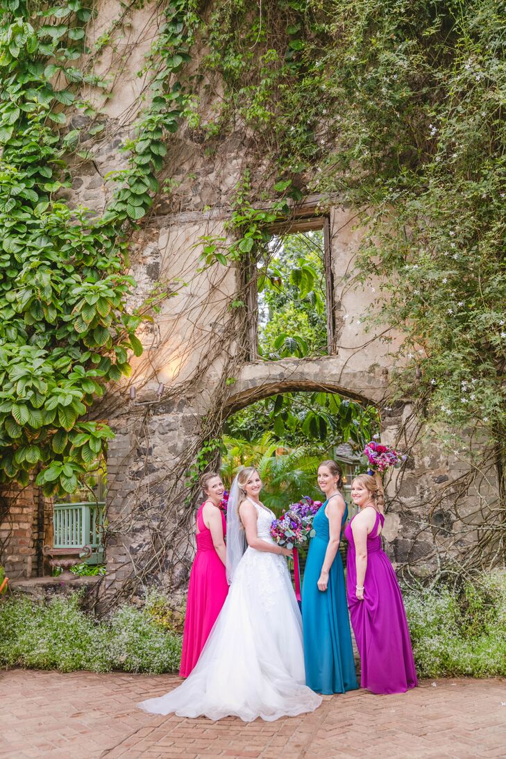 Long Jewel-Tone Bridesmaid Dresses