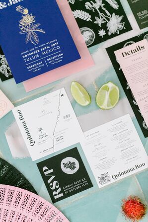 Custom Illustrated Invitations for Wedding in Tulum, Mexico