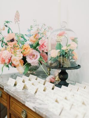 Escort Card Display with Cloche at Pennsylvania Wedding