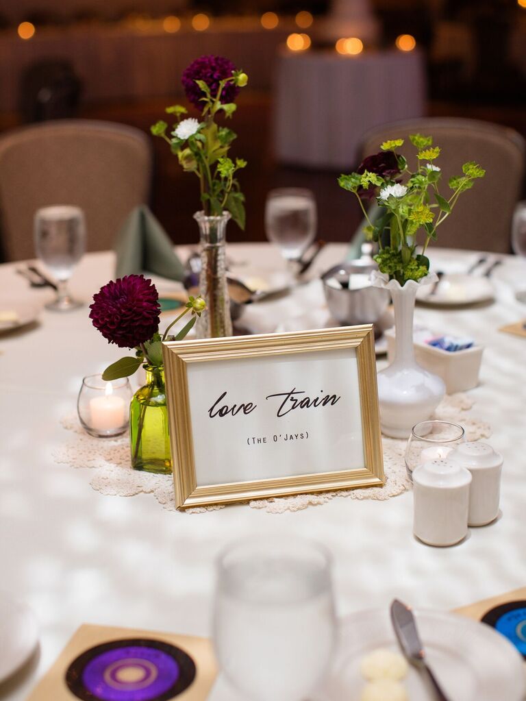 Song name as a wedding table name.
