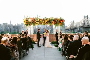 Rooftop Ceremony with Colorful Chuppah at The Bordone LIC in New York