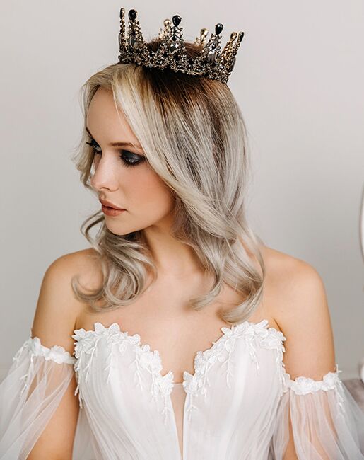 AW Bridal AW BRIDAL Baroque Crowns for Women Queen Crown Gothic Tiara Crystal Crown for Women Princess Tiara for Girls Vintage Tiara for Wedding Crown for Brides (Black) Black Tiara - 7