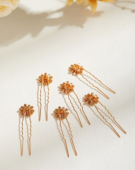 AW Bridal AW BRIDAL Wedding Hair Pins Flower Hair Clips Babys Breath Hair Pieces Gold Bridal Hair Accessories for Women Girls, 6 Pcs Gold Pins, Combs + Clip - 6