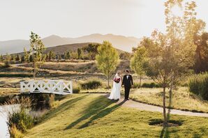 Couple Taking Mountain-View Portraits at River Bottoms Ranch in Midway, Utah