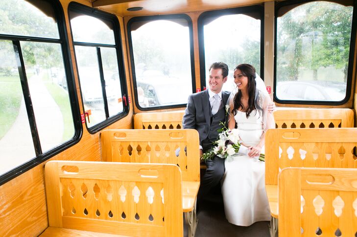 Caitlin and Kevin rode in an iconic trolley from their Spring Lake ceremony to their reception in neighboring Point Pleasant.