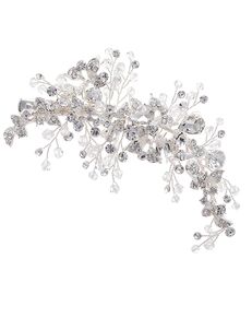 AW Bridal AW BRIDAL Wedding Hair Clip Bridal Hair Comb Rhinestones Wedding Hair Accessories for Brides Flower Girl Bridal Hair Pieces (Sliver) Silver Pins, Combs + Clip