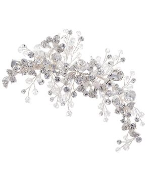 AW Bridal AW BRIDAL Wedding Hair Clip Bridal Hair Comb Rhinestones Wedding Hair Accessories for Brides Flower Girl Bridal Hair Pieces (Sliver) Silver Pins, Combs + Clip