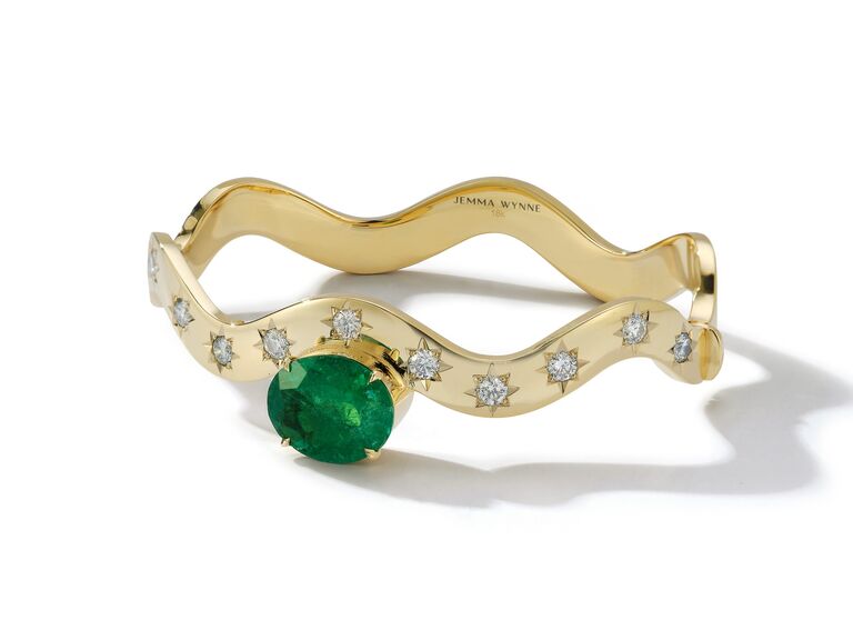 Unique gold and emerald engagement ring by Jenna Wynne. 