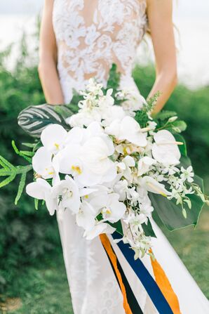 Elegant Tropical Bouquet, White Orchids