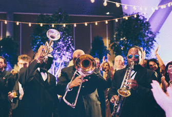 Brass band playing at a wedding reception.