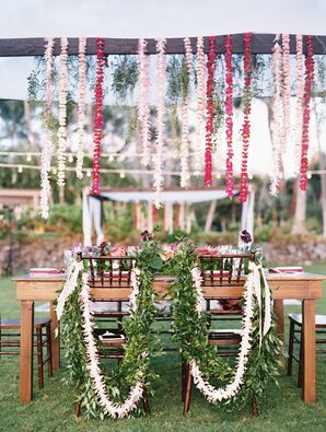 Tropical Romantic Sweetheart Table Decor