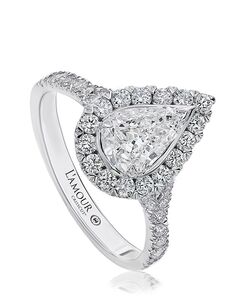 Christopher Designs Elegant Pear Cut Engagement Ring