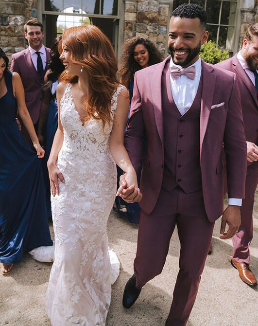 BLACKTIE SAVOY Burgundy Wedding Suit Red Tuxedo - 6