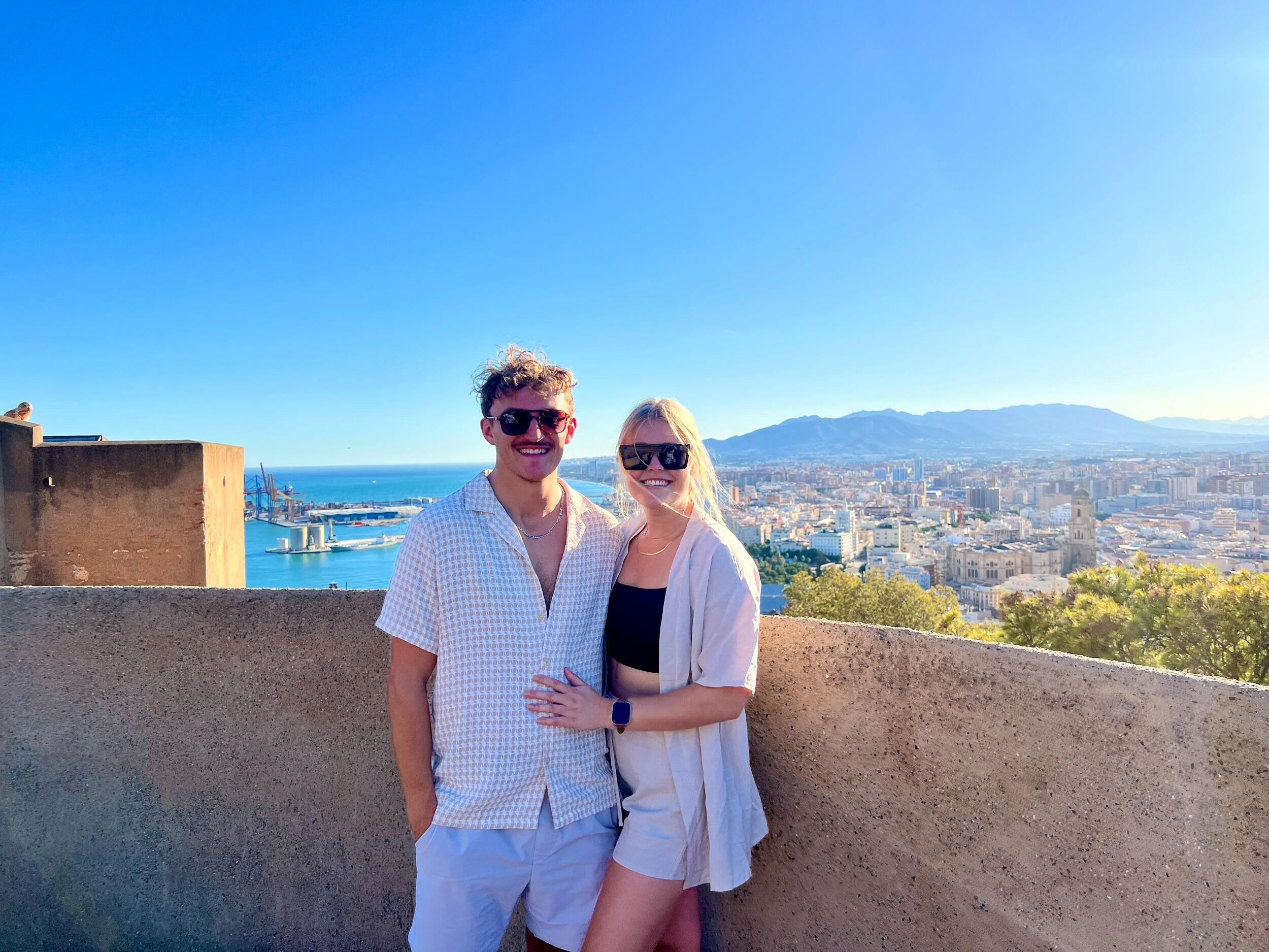 Matt silently panicking to figure out where he would propose in Malaga, Spain.