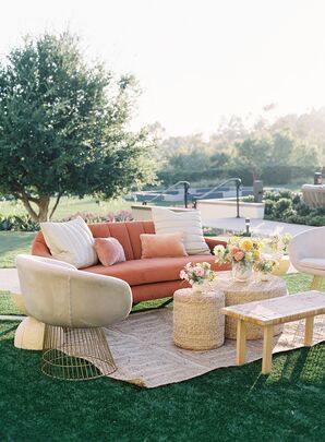 Peach Couch and Beige Furniture for Lounge Seating