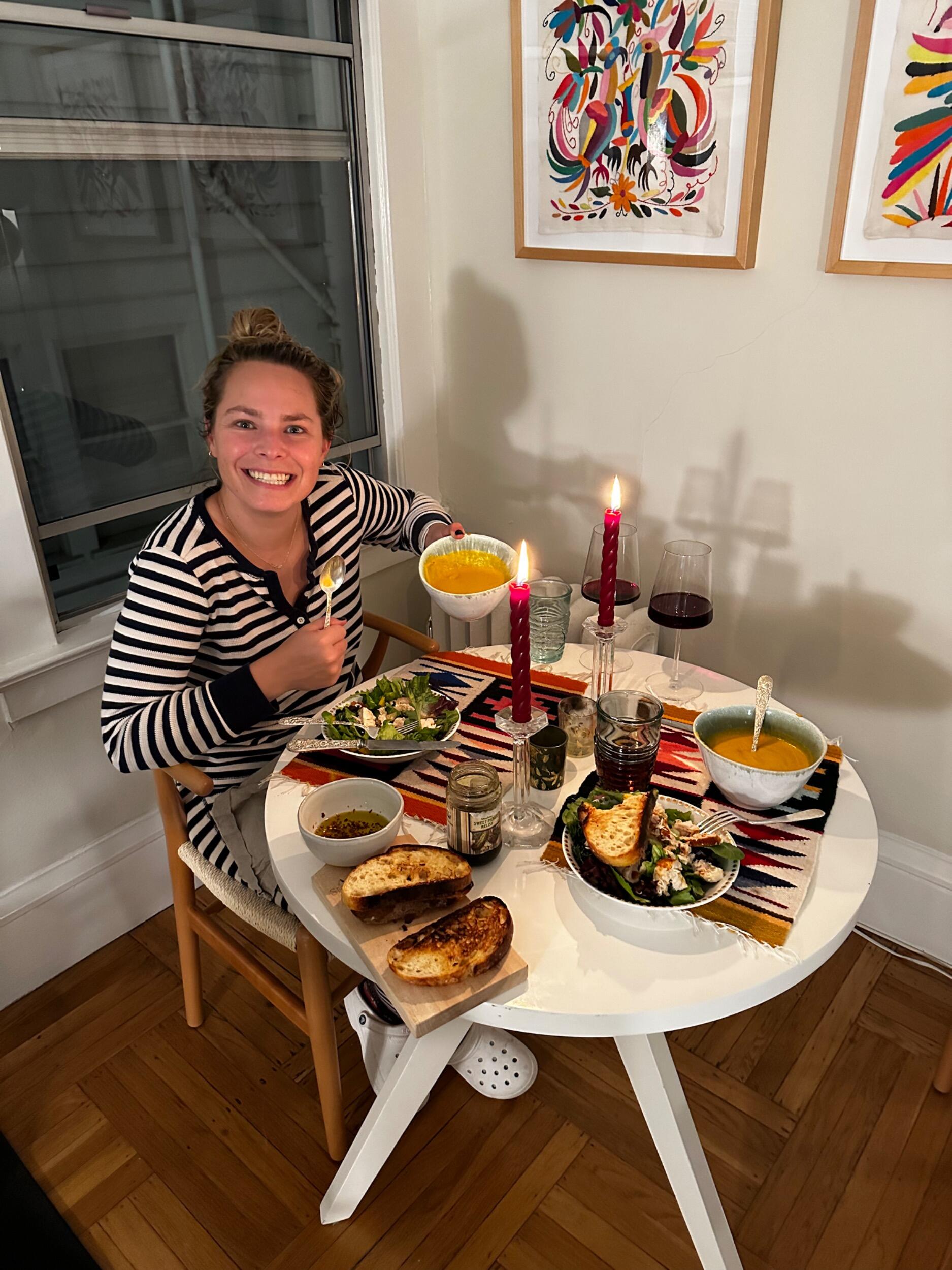Cooking to Impress...Clearly Liz thought the PJs and Crocs were noteworthy 