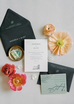 Green-and-White Invitation for Wedding at The Greenhouse at Driftwood in Austin, Texas