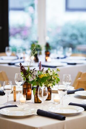Simple Table Settings with Simple Wildflower Centerpieces
