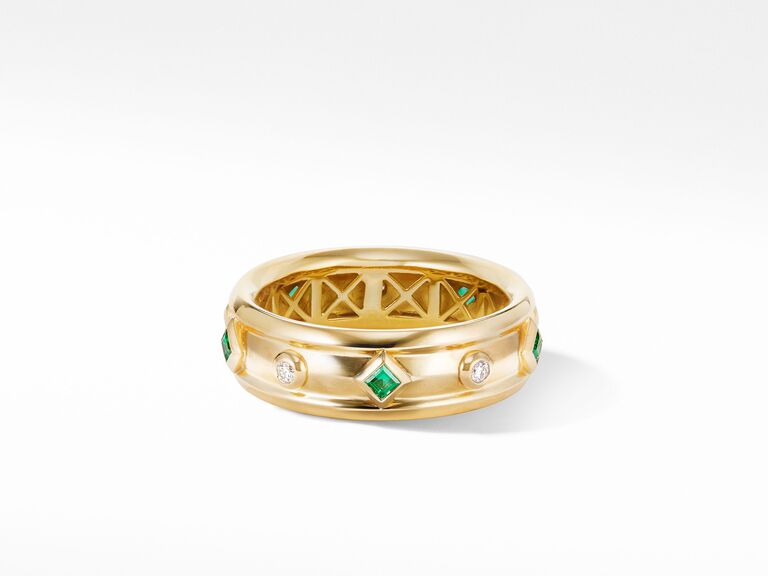 Gender neutral gold engagement band by David Yurman. 