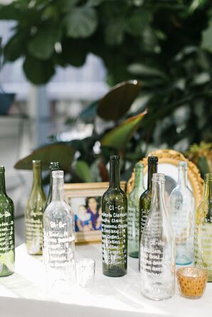 Glass Wine Bottle Escort Card Display