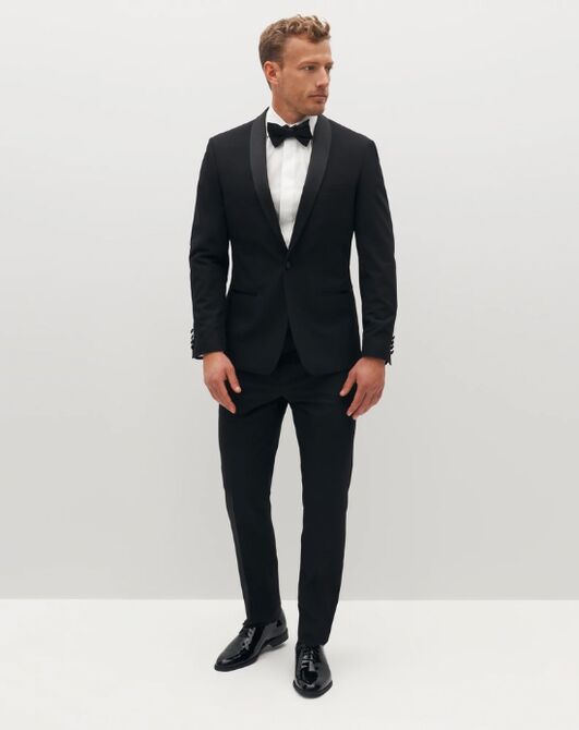 Suit Shop Men's Black Shawl Lapel Tuxedo Tuxedo - 3