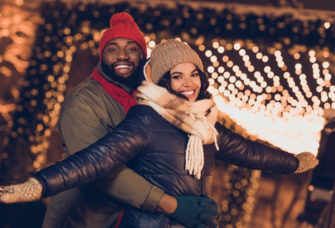 couple celebrating christmas