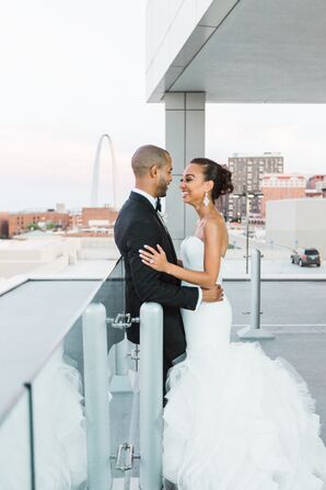 Strapless Mermaid Dress with Full Tulle Skirt