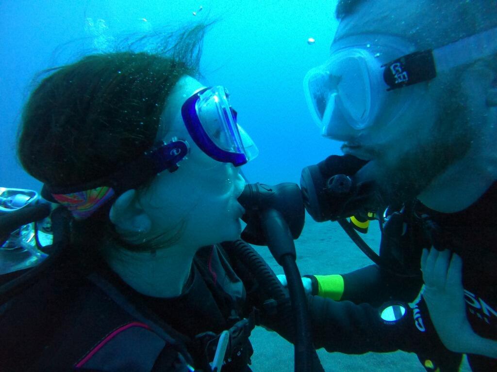 Our first scuba dive as a couple while touring Big Island, Hawai‘i. We had a manta ray glide right over our heads on our second dive!