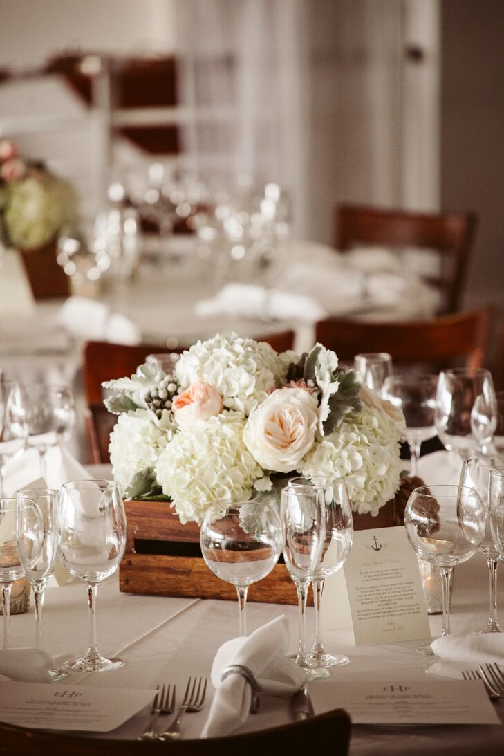 Ivory Hydrangea and Garden Rose Centerpieces