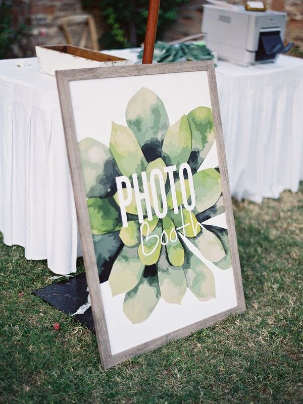 Photo booth sign with succulent illustration