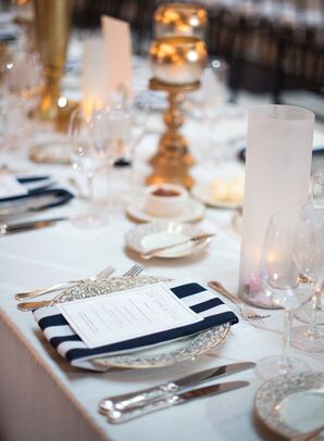 Glamorous Place Setting with Black-and-White Stripe Napkin