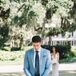 In a nod to the South Carolina location, Michael wore a lightweight custom blue suit accented with a patterned pocket square and brown shoes.