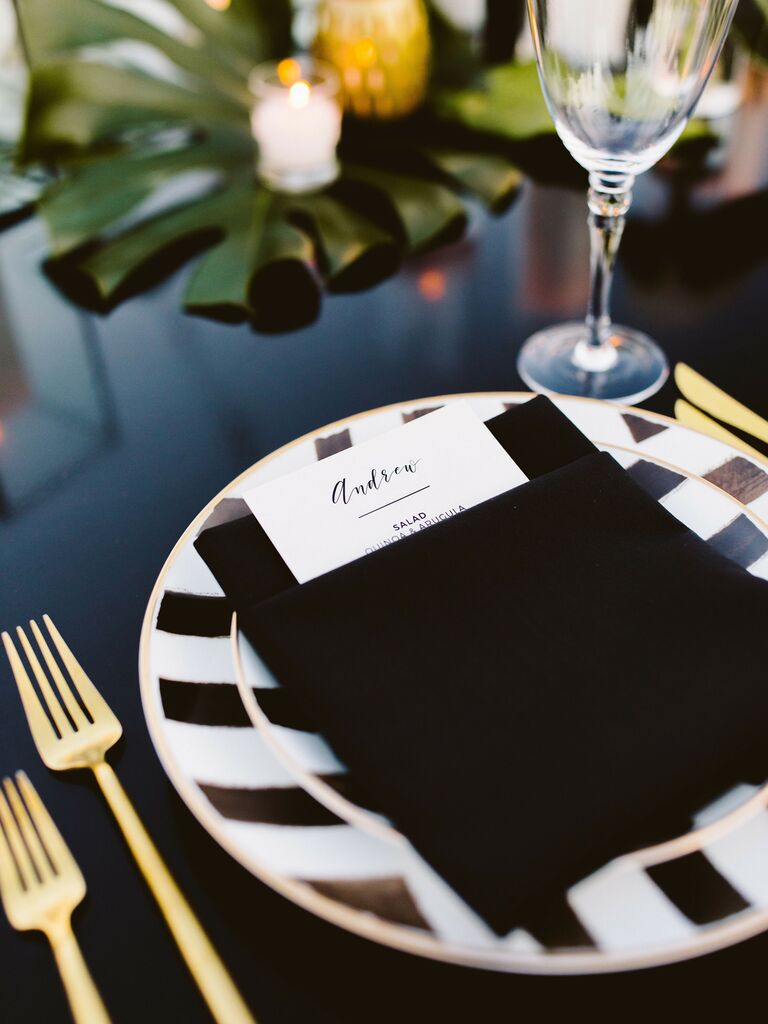 wedding place cards black and white