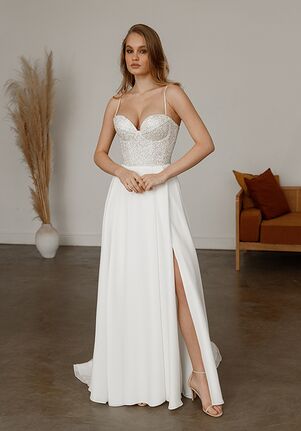 Olivia Bottega Chiffon Wedding & Evening Dress Deila with leg slit A-Line Wedding Dress