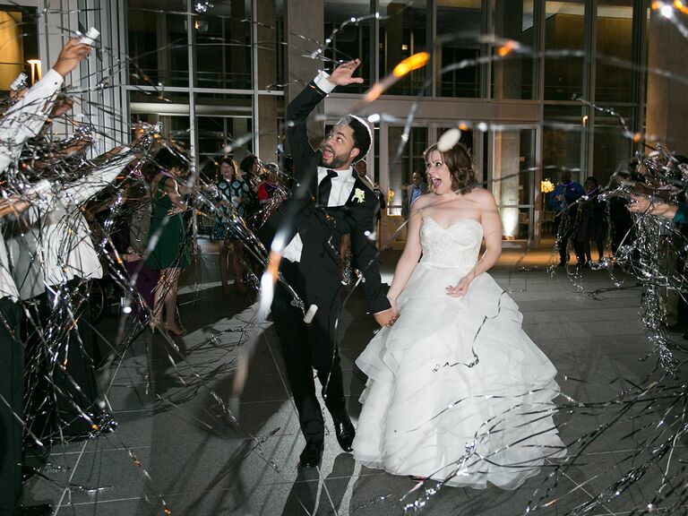 Tinsel streamer wedding exit