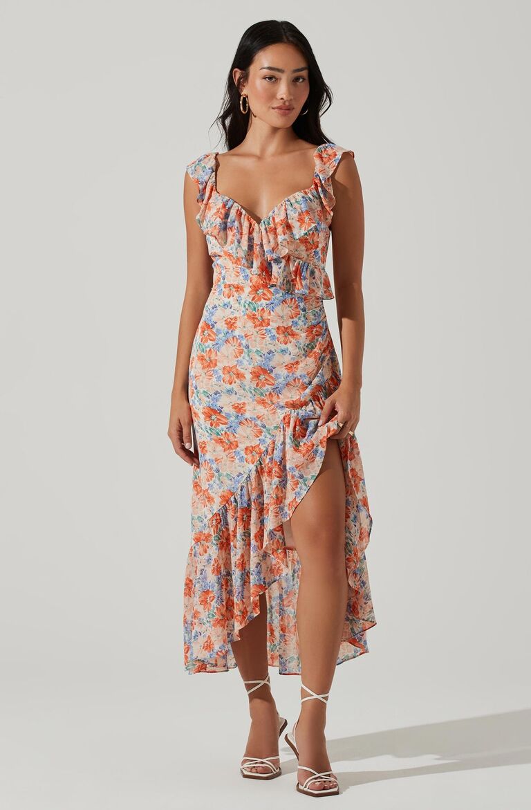 Ruffled rehearsal dinner dress by ASTR The Label. 