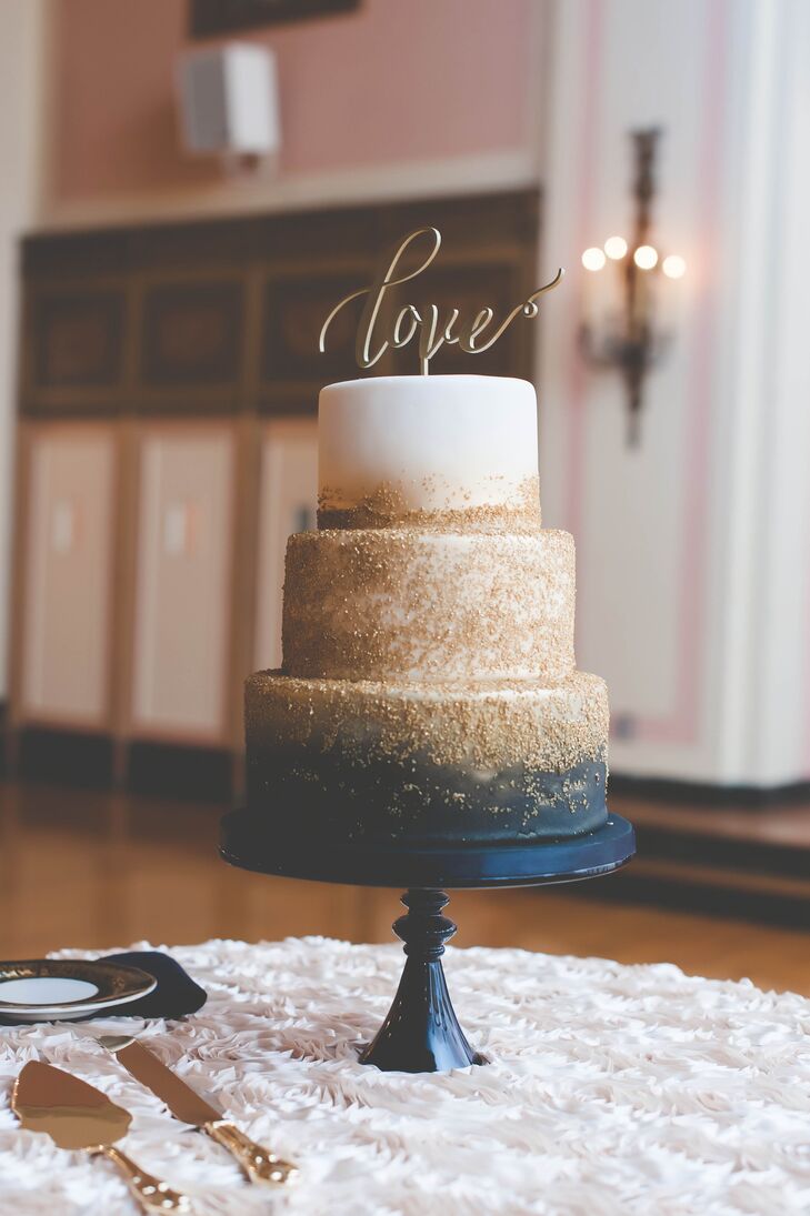 Beloved Ann Arbor bakery Zingerman's created up their three-tier wedding cake.