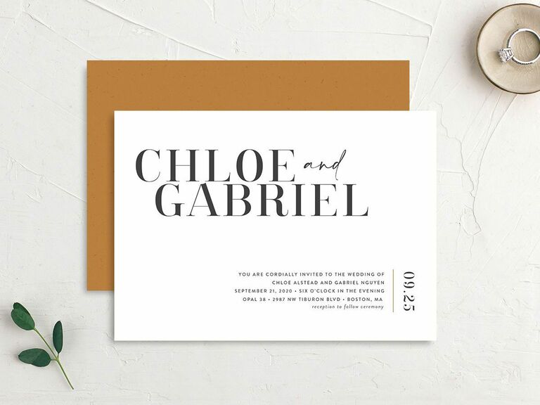 black and white wedding invitation