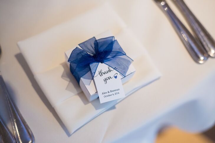 Blue Ribbon-Tied Favor Boxes