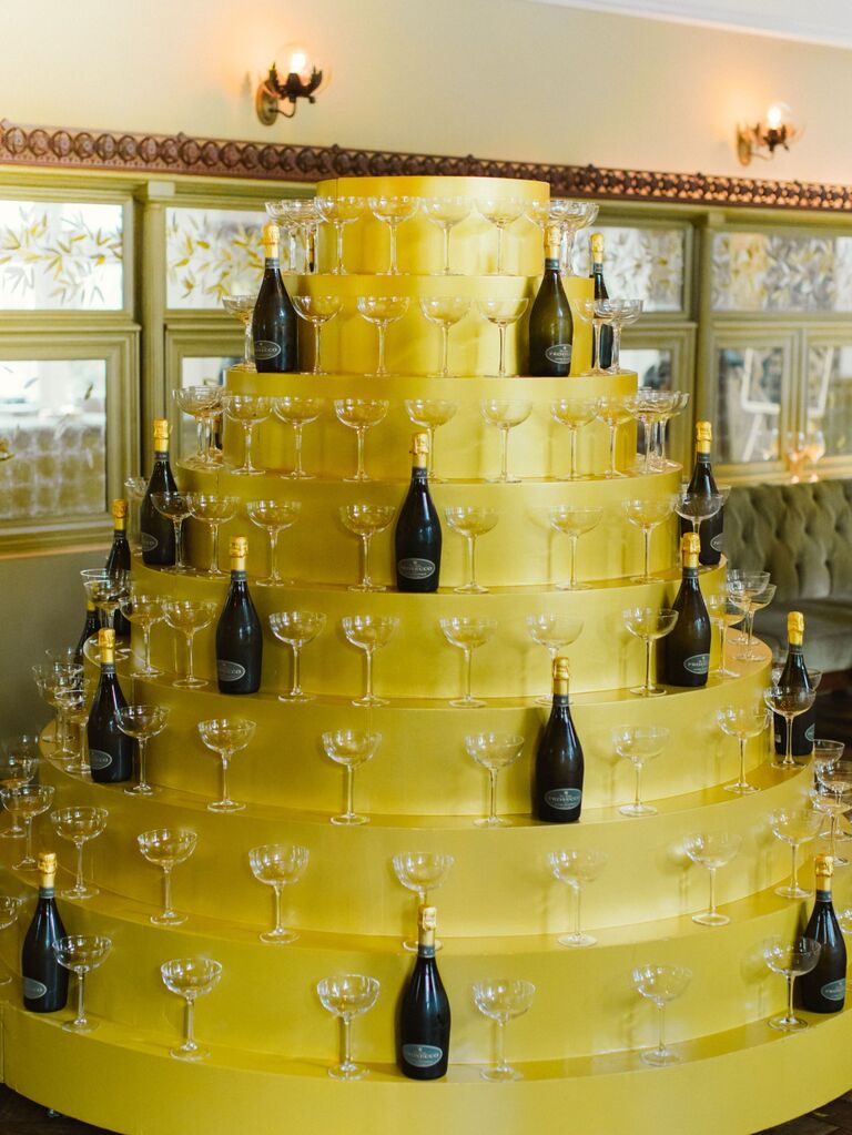 Champagne tower for your maximalist wedding 