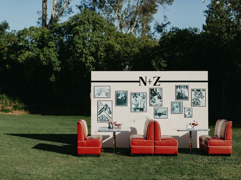 Personalized wedding photo backdrop idea. 