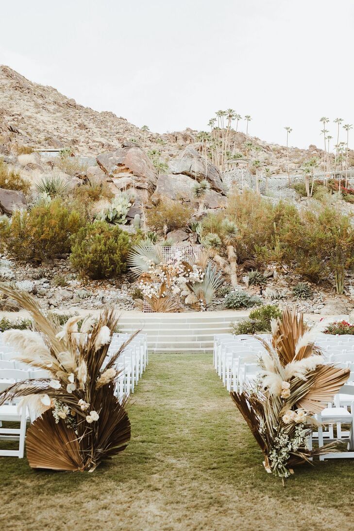 Bohemian Wedding Ceremony Setup for Palm Springs Wedding