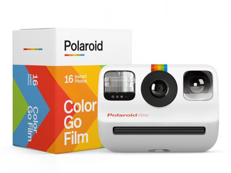 White polaroid camera with mini rectangle 'Color Go' film