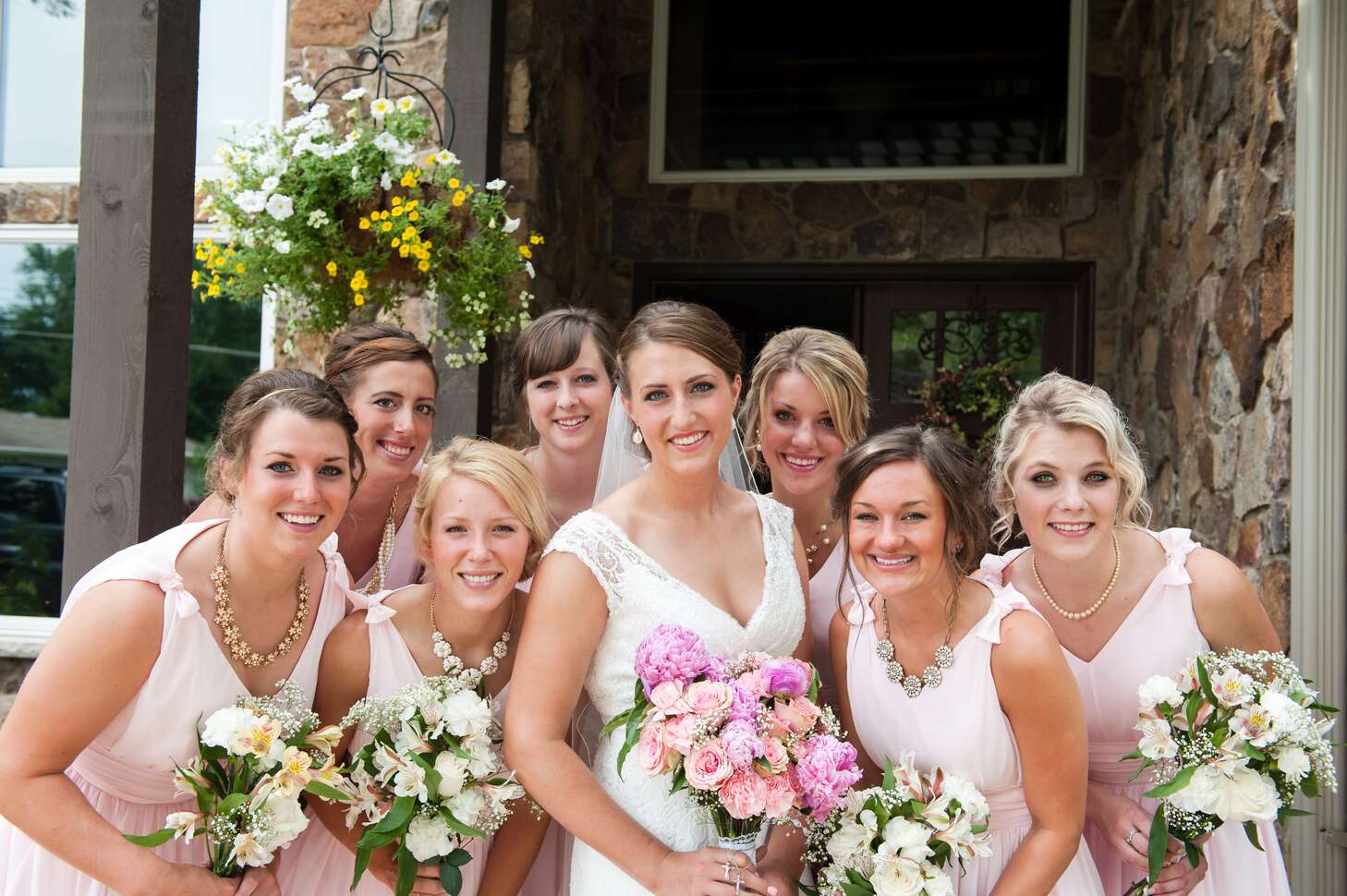 Corinne's Pink Bridesmaids with Mismatched Jewelry