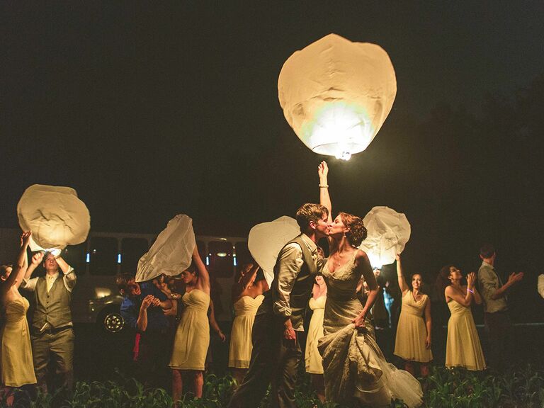 Sky lantern wedding exit