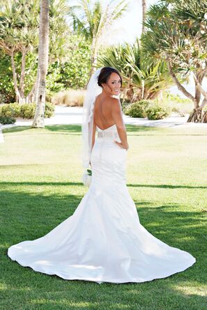 Backless White Lazaro Mermaid Wedding Dress
