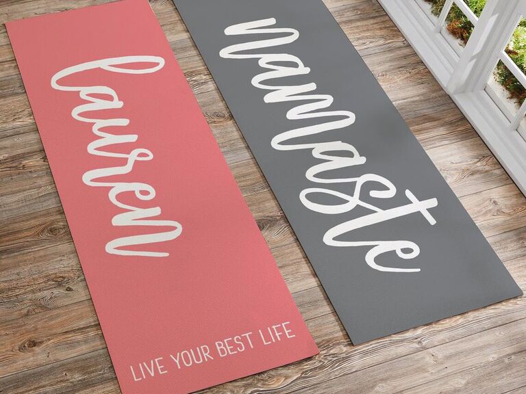 Personalized yoga mats thoughtful bridesmaid gift idea