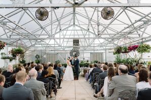 Greenhouse Ceremony Space Decorated with Hanging Plants