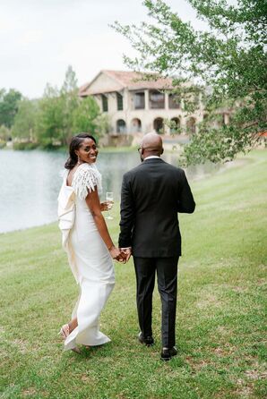 Couple Walking Beside Lake at The Club at Houston Oaks in Texas