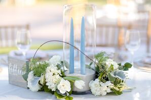 Beachy-Blue Taper Candles and natural Centerpieces